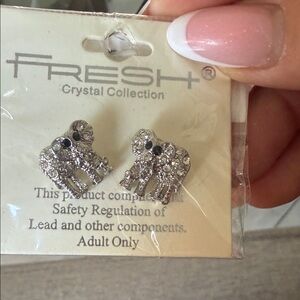 Fresh Crystal Collection Sparkling Silver Elephant Earrings